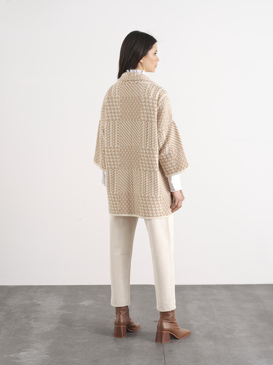 Giacca cardigan in maglia jacquard con tasche