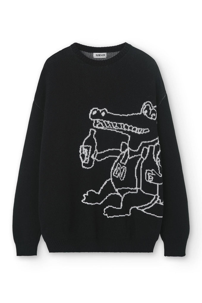Maglione in cotone biologico con stampa coccodrillo