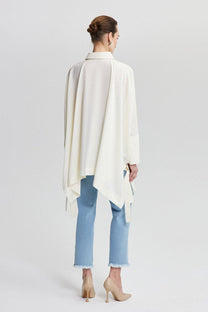Camicia oversize asimmetrica in cotone con nastri