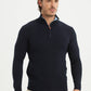 Maglione blu con collo trucker effetto cashmere