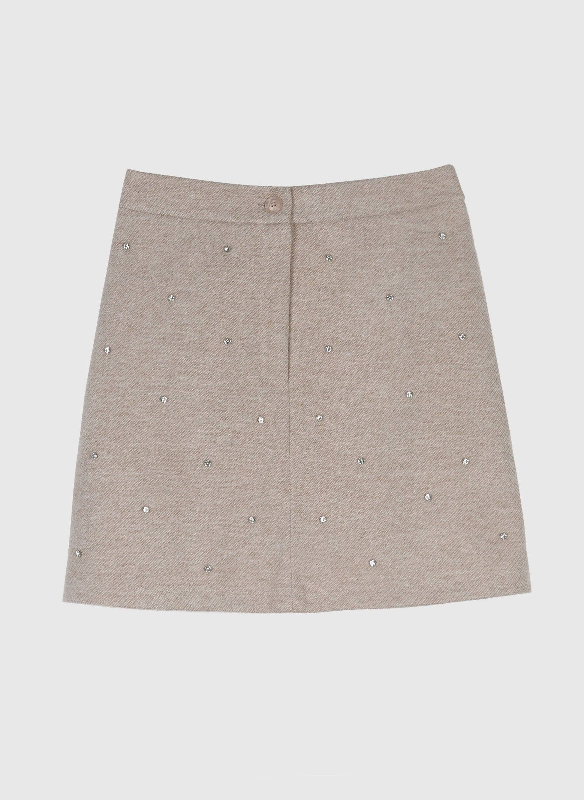 Minigonna Julinia beige con strass