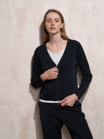 Cardigan in maglia con zip e scollo a V
