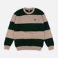 Maglione Sella a righe in lana merino verde pino e marrone