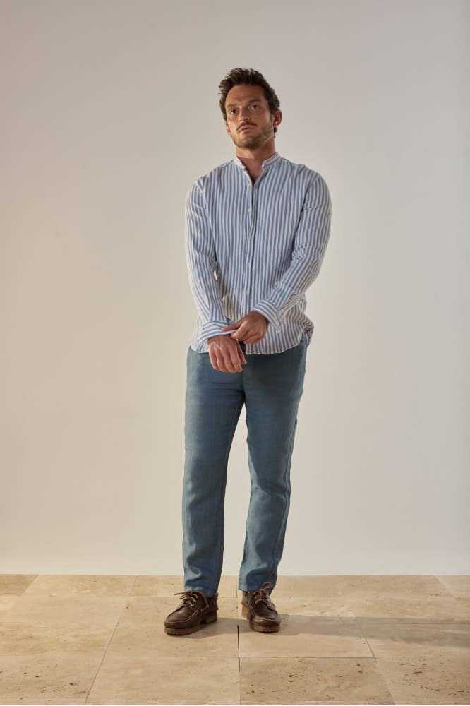 Pantaloni uomo in lino Souk Blueberry blu
