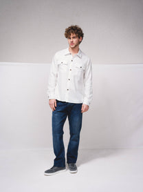 Camicia uomo in misto lino con doppie tasche