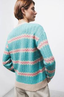 Maglione a righe in maglia con girocollo
