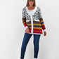 Cardigan animalier multicolor in viscosa