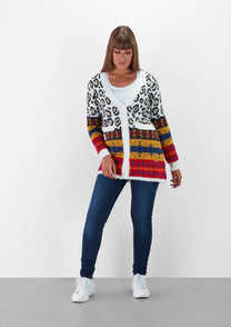 Cardigan animalier multicolor in viscosa