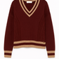Maglione in maglia con scollo a V a righe