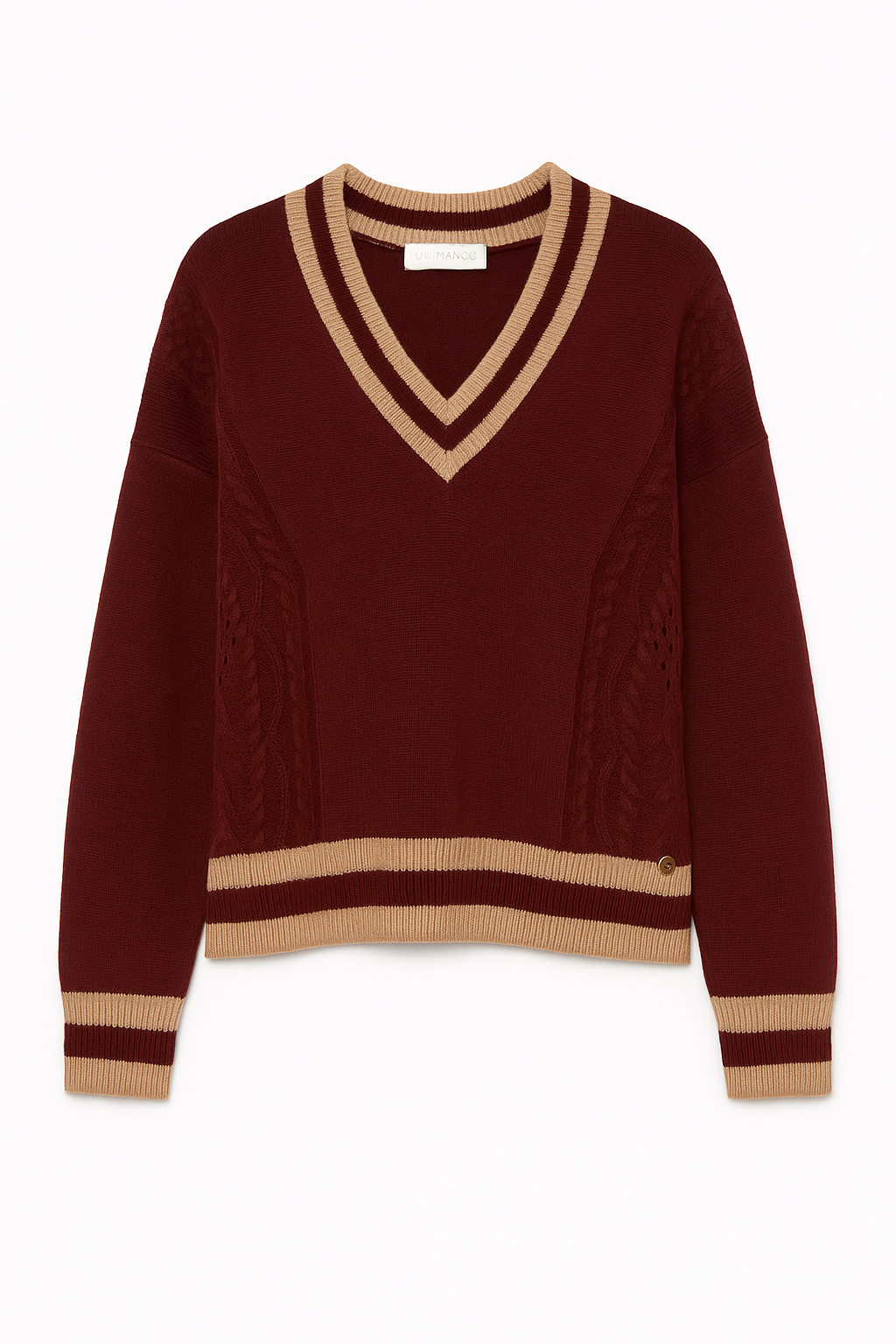 Maglione in maglia con scollo a V a righe