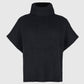 Maglione poncho oversize a collo alto blu navy