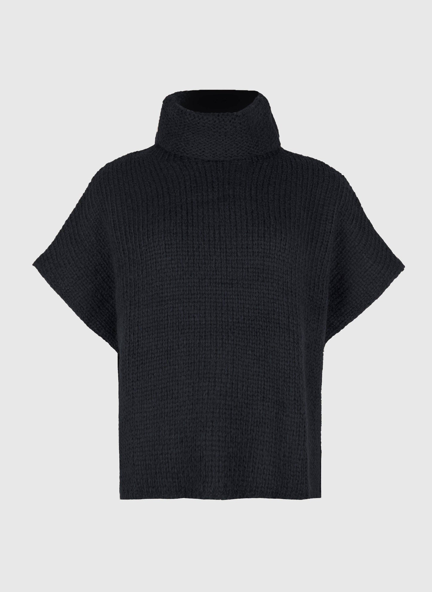Maglione poncho oversize a collo alto blu navy