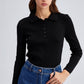 Body in maglia a coste con colletto polo
