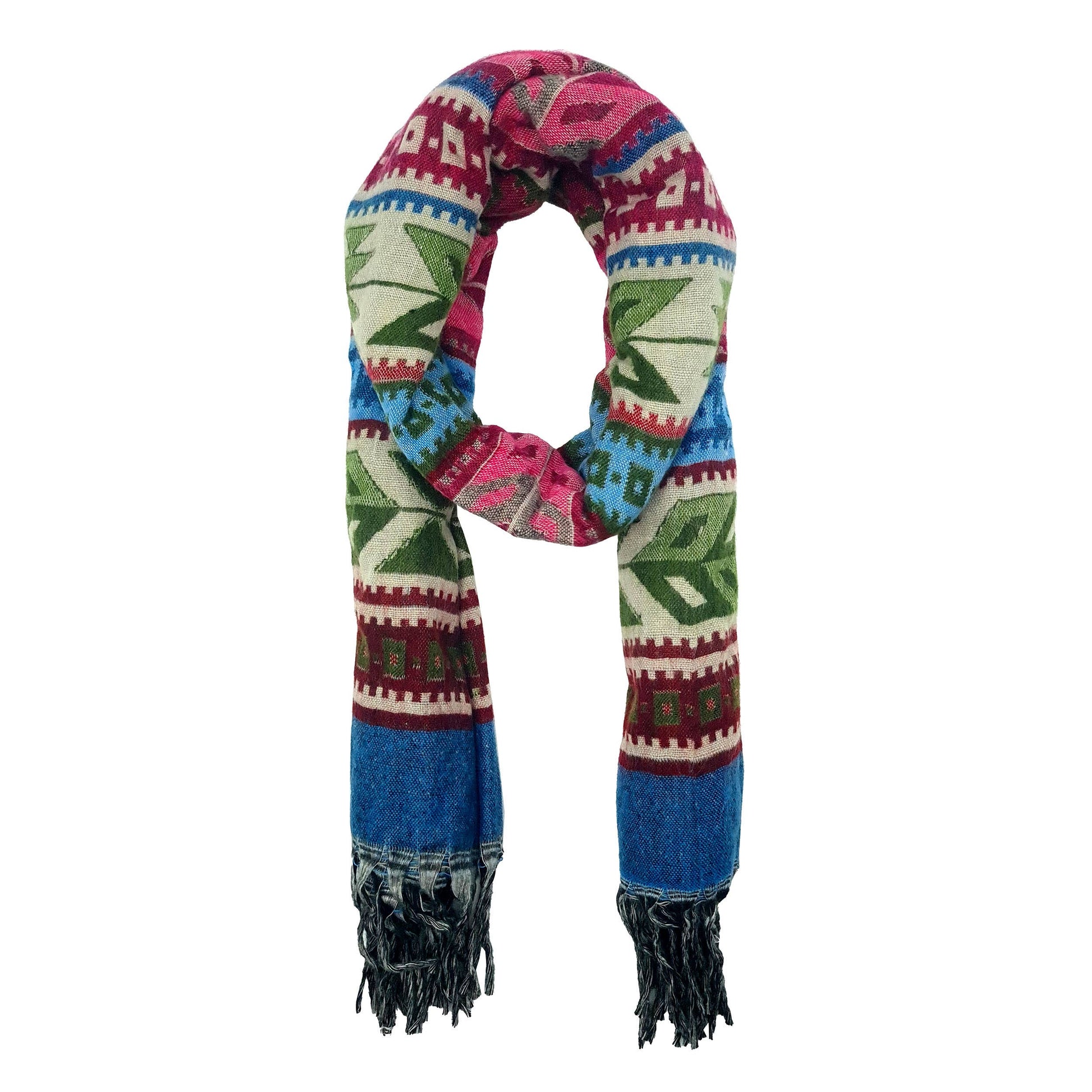Maxi sciarpa morbida multicolor con frange