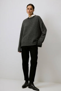Maglione oversize tinta unita grigio
