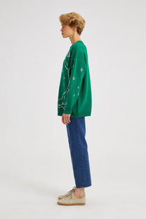 Maglione oversize a fantasia bandana verde
