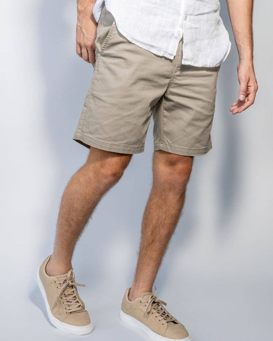 Pantaloncini chino elasticizzati beige da uomo