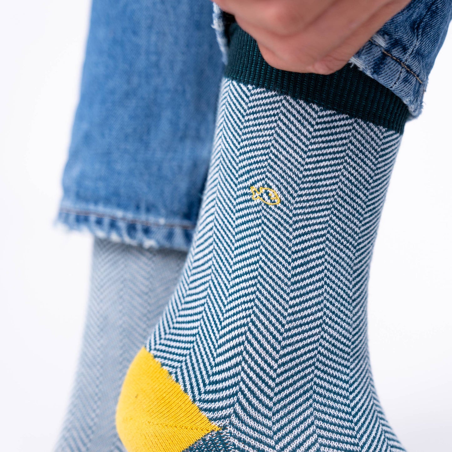 Calzini in cotone pettinato chevron smeraldo