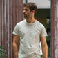 T-shirt rigata in cotone biologico beige e nero