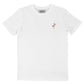 T-shirt bianca con ricamo fenicottero rosa in cotone biologico
