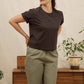 T-shirt boxy in cotone riciclato color tartufo