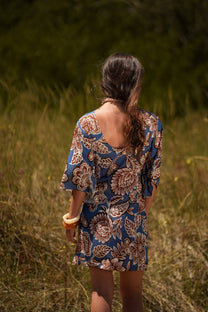 Abito corto fantasia floreale in viscosa