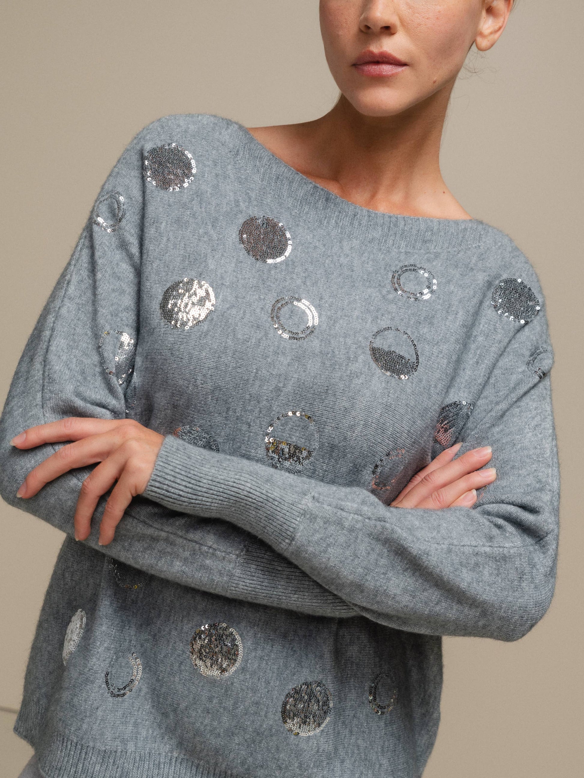 Maglione donna con paillettes a pois