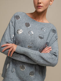 Maglione donna con paillettes a pois