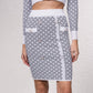 Gonna midi in maglia jacquard con bottoni decorativi