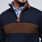 Polo in maglia a righe con mezza zip