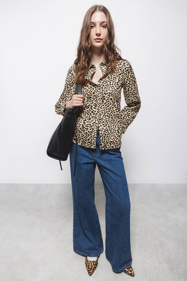 Camicia animalier in cotone