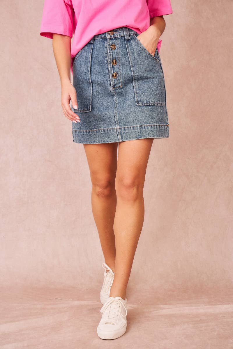 Gonna di jeans Jeannette a taglio dritto con tasche frontali