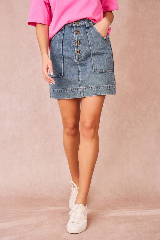 Gonna di jeans Jeannette a taglio dritto con tasche frontali