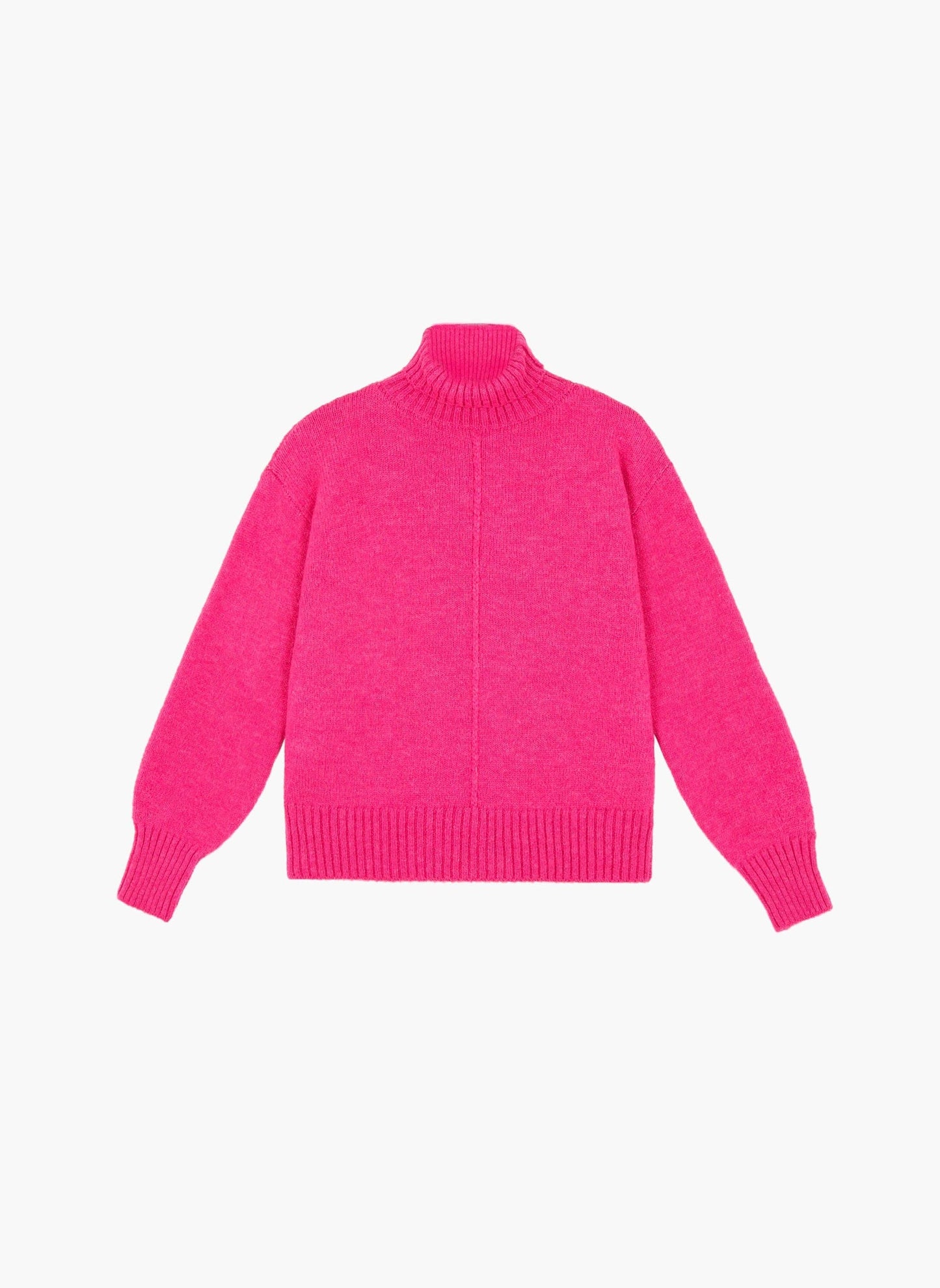 Maglione dolcevita oversize fucsia morbido