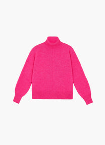 Maglione dolcevita oversize fucsia morbido