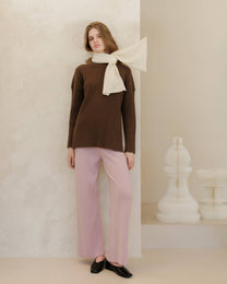 Pantaloni in maglia 3D a gamba larga in misto cashmere