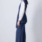 Set in denim con gilet e pantaloni con cintura