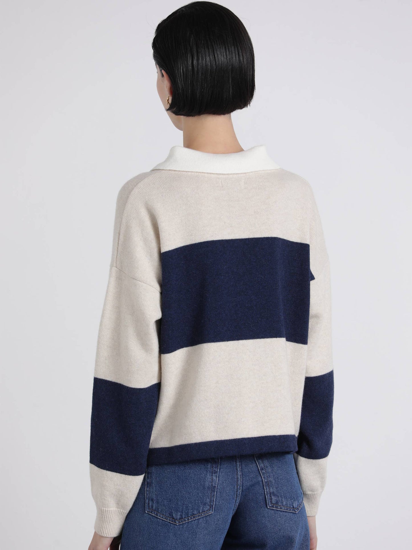 Polo in maglia a maniche lunghe a righe