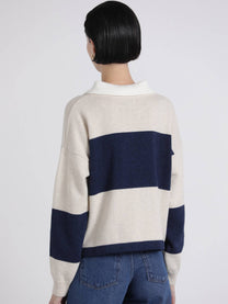 Polo in maglia a maniche lunghe a righe