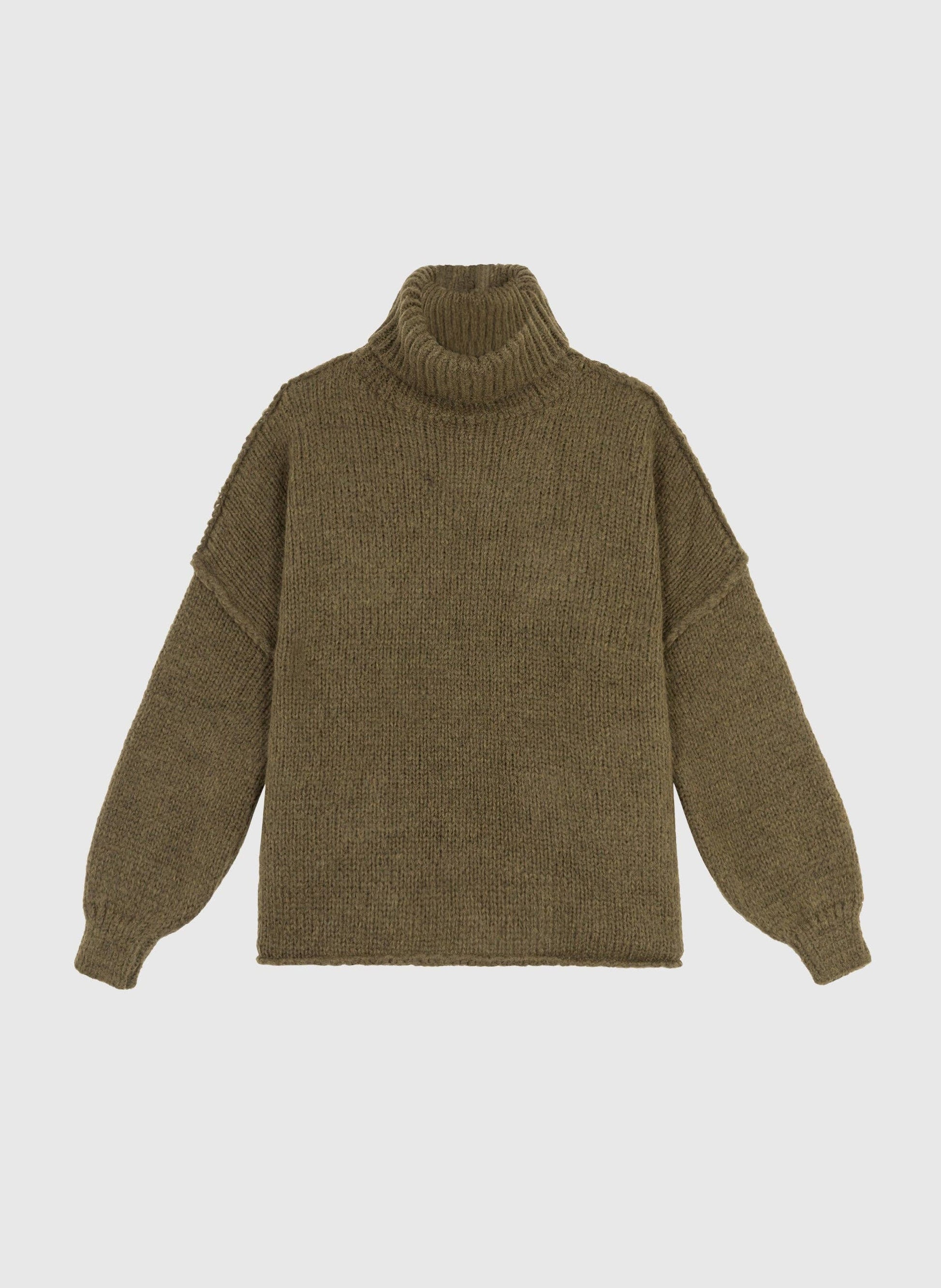 Maglione dolcevita oversize verde militare