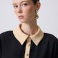 Camicia in crêpe bicolore con bottoni dorati