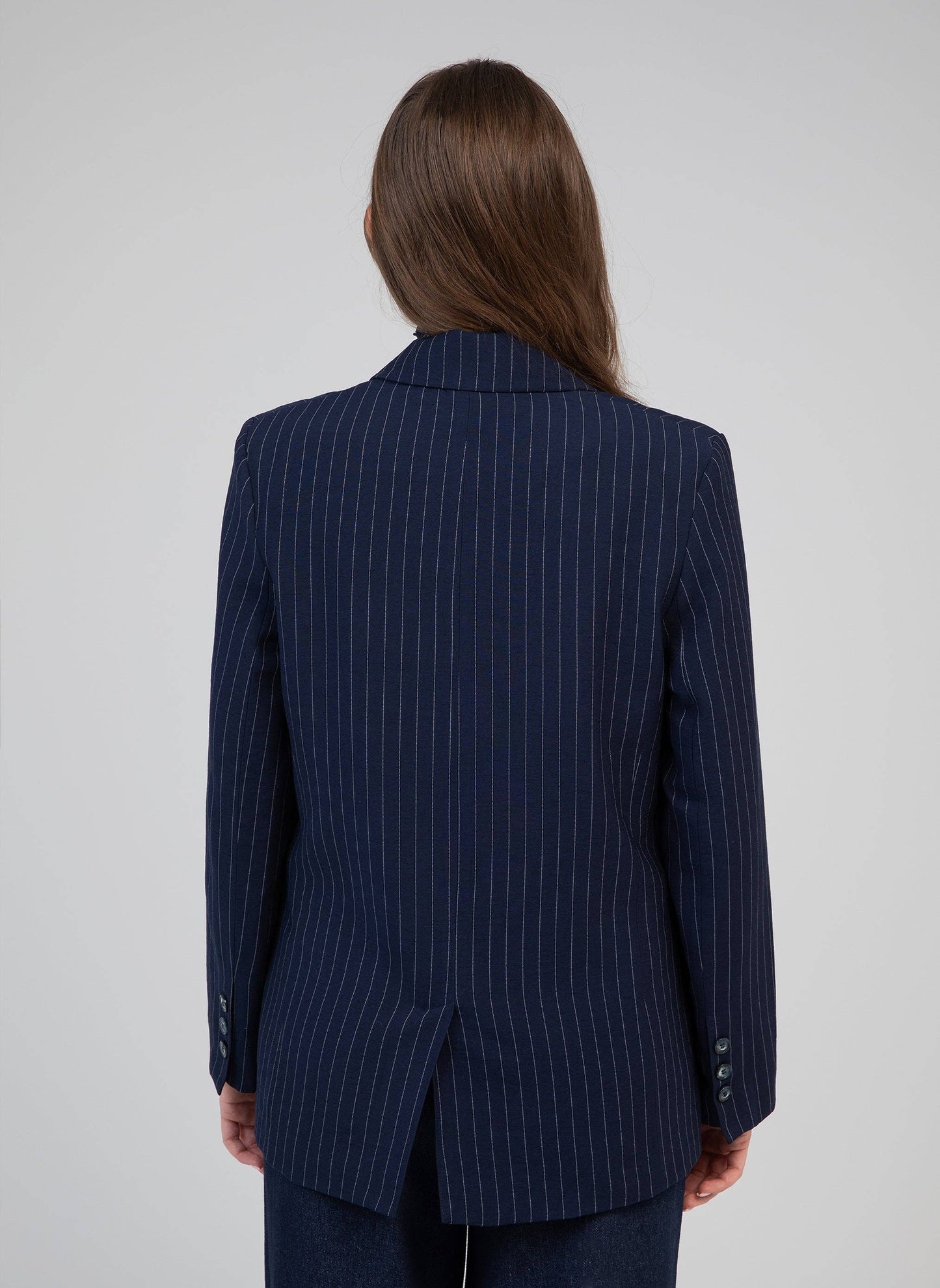 Blazer oversize gessato blu navy