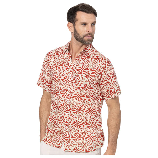 Camicia estiva a maniche corte in voile di cotone