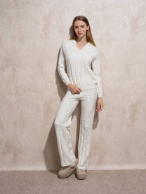 Maglione con cappuccio jacquard da donna