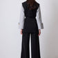Set gilet doppiopetto con cintura e pantaloni a gamba larga