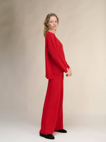 Maxi maglia oversize in misto cashmere con scollo a V e spacchi laterali