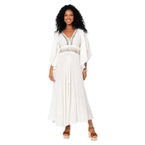Abito lungo estivo boho in cotone con scollo a V