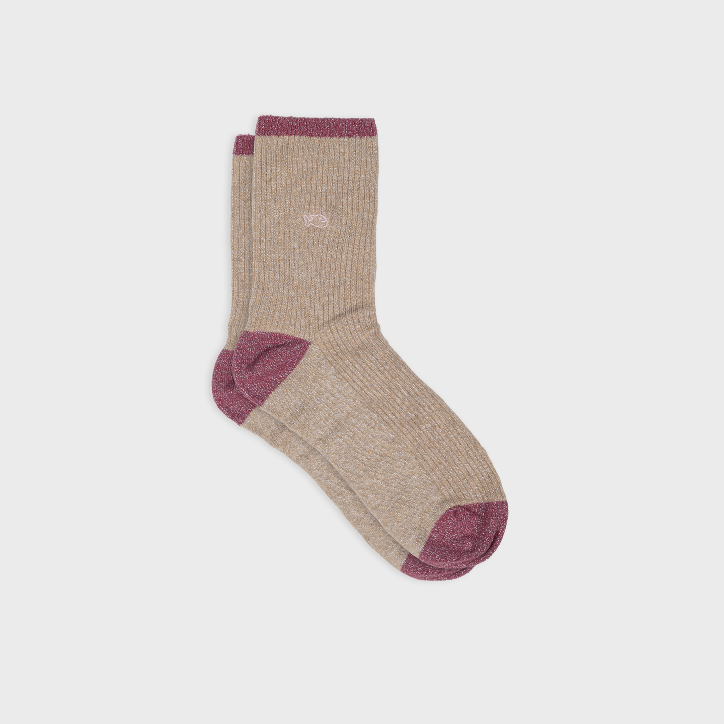 Calzini glitterati vintage in cotone pettinato beige