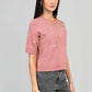 Maglione rosa Nelida con strass e perle