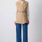 Gilet doppiopetto beige con cintura